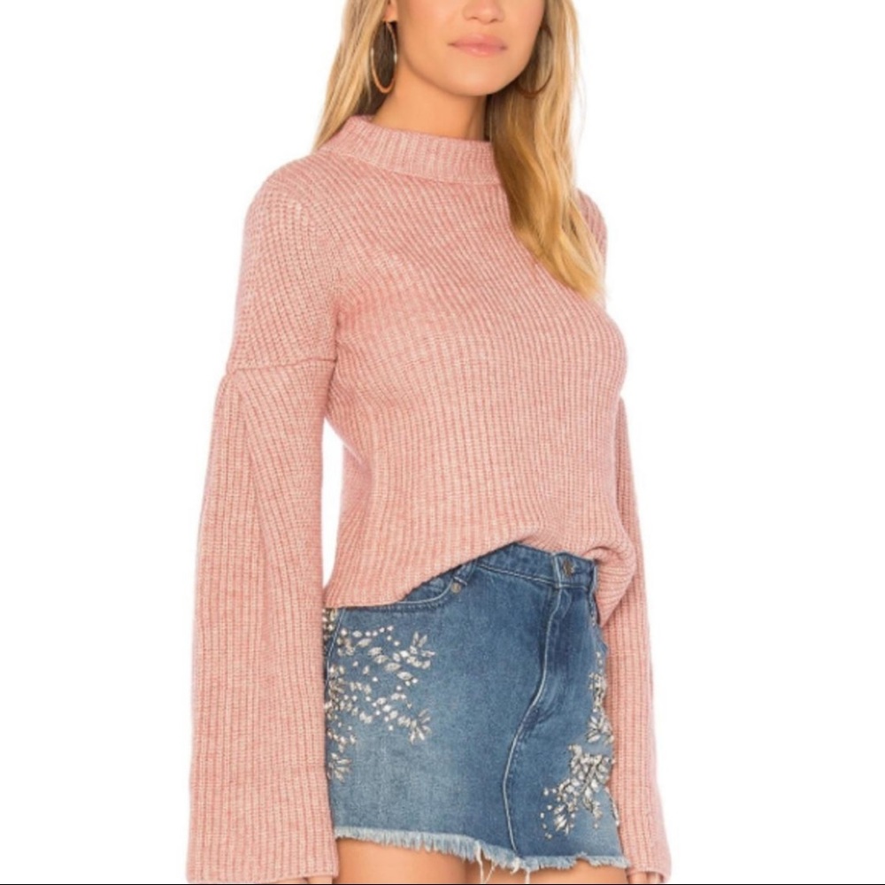 ๐Host Pick๐ Endless Rose Heathered Pink Bell Sleeve Pink Cropped Sweater - Picture 2 of 8